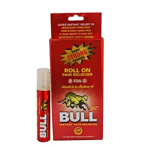 BULL Instant Pain Reliever Roll On with Ayurvedic Extract for Instant Pain Relief Headache Knee Pain Joint Pain Back Pain Neck Ache Muscular Pain Shoulder Pain Wrist Pain (10 Ml)