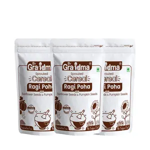 ByGrandma Sprouted Cereal - Sprouted Ragi Poha Rice Sunflower seeds Pumpkin Seeds Instant Food For little ones | Preservative Free Instant Porridge Mix for kids | 840g (Pack of 3)