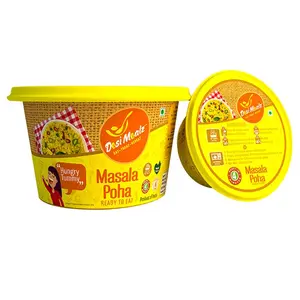 Desi Mealz Ready to Eat Cup Poha Instant Healthy Breakfast - IndianTasty and Healthy Ready to Eat Food Products Best Travel Food Each 100 gm (Masala Instant Poha Pack of 2)