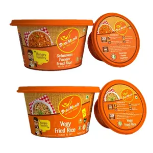 Desi Mealz Ready to Eat Food Products Instant Food - Tasty and Healthy Ready to Eat Food Packed Food Best Travel Food Each 70 gm (Schezwan Paneer Fried Rice & Veg Fried Rice Combo Pack of 2)