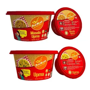 Desi Mealz Ready to Eat Food Cup Upma Instant Healthy Breakfast - IndianTasty and Healthy Ready to Eat Food Products Best Travel Food Each 100 gm (Masala & Plain Upma Combo Pack of 2)
