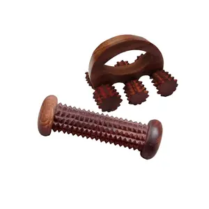 FA INDUSTRIES Wooden Rod massager for foot (7 x 2 In) Wooden Back massager 6 wheel (4 x 3 In) set of 2 (Only Massager Manufacturering)