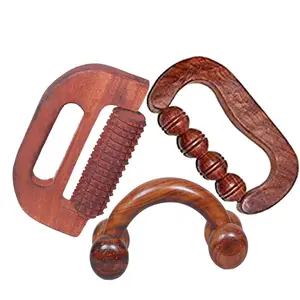 FA INDUSTRIES Wooden Handle massager (6x3) In Ring massager (5x3) In set of 3 Brown colour (Only Massager Manufacturering)
