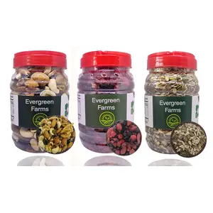 Evergreen Farms Natural Deluxe Healthy Dry FruitsMixed Fibre Rich Seeds and International Healthy Berries Combo Pack in Pet Jar (500 Grams Each-1.5 Kg Total)
