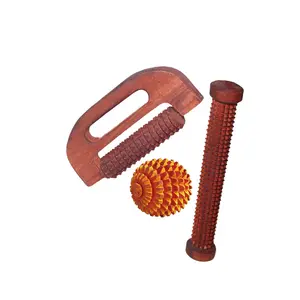 FA INDUSTRIES Wooden Handle massager (5x3) In Ball massager (2x2) In Foot massager (12x2) In set of 3 Brown colour (Only Massager Manufacturering)