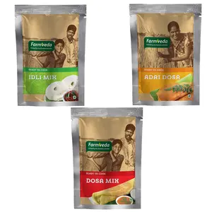 Farm Veda Healthy and Tasty Ready to Cook Breakfast Combo ( South Indian Dosa Mix - 500g  Adai Dosa - 500g and Idli Mix - 250g )