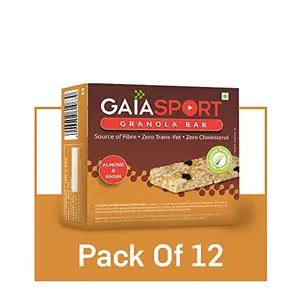 GAIA Crunchy Granola Bars Almond Blast - Raisin Almonds Oats - 360g (Pack of 12)