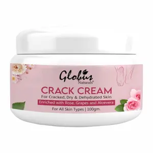 Globus Naturals Crack Cream for Dry Cracked Heels & Feet Enriched with Aloevera Grapes Rose Almonds Lavender 100g