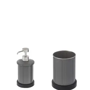 Ikea TOFTAN Combination of Soap Dispenser and Toothbrush Holder GREY