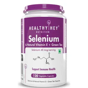 HealthyHey Nutrition Selenium & Natural Vitamin E + Green Tea Supports Immune Health - 120 Veg Capsules