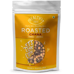 Healthy Treat Roasted Chana - Hing Jeera 200 gm | Vegan Gluten-Free Crunchy Protein Snacks | No Preservatives | Low in Calories