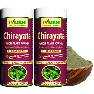 IYUSH Herbal Ayurveda Chirayata/Chirata/Kirayata/Kalmegh Powder (pack of 2) - 100gm each
