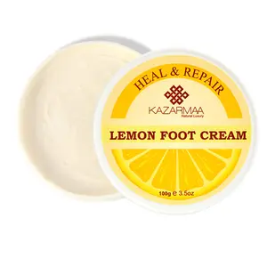 KAZARMAA Heal & Repair Lemon Foot Cream For Cracked Heels With Shea Butter Vitamin-E Coconut Oil And Jojoba Oil For Soft Feet - 100G