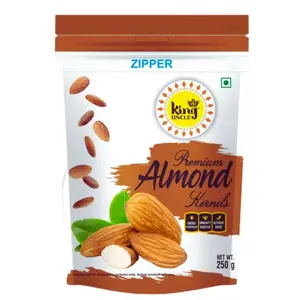 KINGUNCLE's California Almond Kernels (Badam Giri) 500 Grams (2 Packs of 250 Grams Each) Vacuum Pack