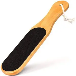 KHUSHI Double Sided Foot Scrubber Pedicure Tool Wooden Handle Foot Scrubber For Dead Skin Callus Remover