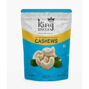 KINGUNCLE's Kerala Origin Cashew W320 (Kaju Wholes) 500 Grams (2 Packs of 250 Grams Each)