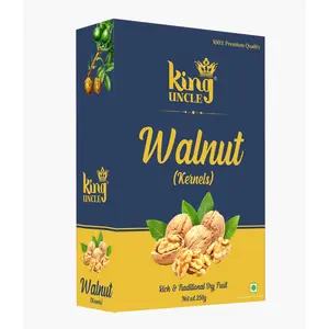 KINGUNCLE's California Walnut Kernels (Giri) (Light Halves) 250 Grams Yellow Box Pack