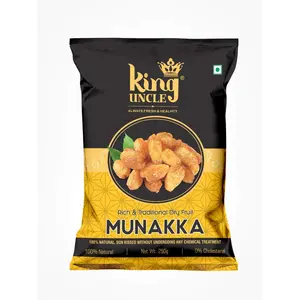 KINGUNCLE's Golden Raisins (Munakka) 500 Grams (2 Packs of 250 Grams) Yellow Pouch