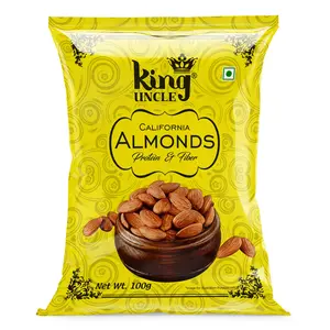 KINGUNCLE's Californian Almond Kernels 600 Grams (6 Packs of 100 Grams Each) Yellow Pack