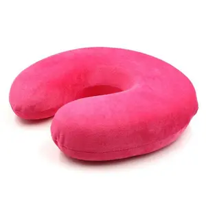 Linenwalas Pinl Memory Foam U Shape Neck Travel Pillow 12x11x4 Inches (Pink)