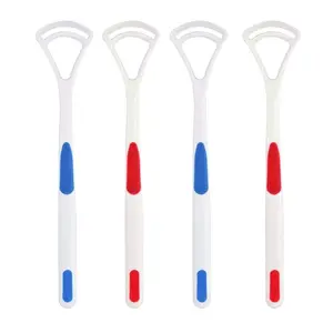 LandVK's Plastic Tongue Cleaner for Kids Adults Tounge Cleaners for Oral Care (Multicolor Pack of 4)