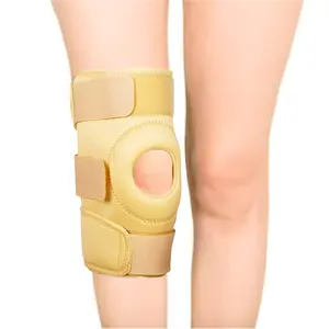 KUDIZE Knee Stabilizer Support Compression Muscle Joint Protection Wrap Open Patella Hinge Brace-Support Bandage Injury Guard (XXXL Beige)