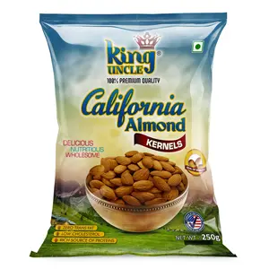 King Uncle Californian Almond Kernels 1 Kg (4 Packs of 250 Grams) Blue Pack