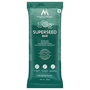 Mighty Millets Superseed Bars Superseeds Snacks for Adult and Kids 45grams Each (Vegan and Gluten Free Bars Superseeds Groundnut Flax Seeds Jaggeryetc) | Pack of 10