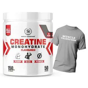 Muscle Transform Creatine Monohydrate Strength Reduce Fatigue 100% Pure Creatine Lean Muscle Building Supports Muscle Growth Athletic Performance Recovery [50 Blue Berries] Free Gym T-Shirt