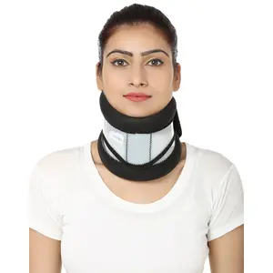 Mvon Cervical Collar Hard Adjustable (Black & White Large)
