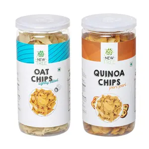 New Tree Wholesome Healthy Snack Combo || Oats Chips Lightly Salted 225gm || Quinoa Chips Peri Peri 225gm || Combo Pack of 2 || Combined Weight: 450gm || Gluten Free Snacks