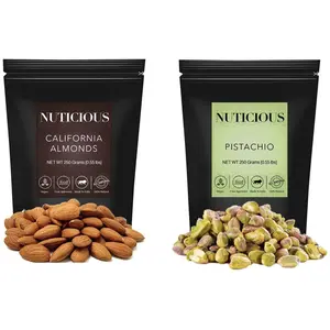NUTICIOUS - California Almonds (Badam) Pistachio Kernals 250 gm X 2..(Dry Fruit  Nuts & Berries )