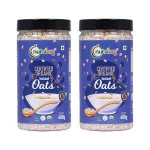Nutriorg Organic Rolled & Instant Oats 400g (Combo of 2) | for Weight Loss | Fiber and Protein Rich | Healthy Breakfast