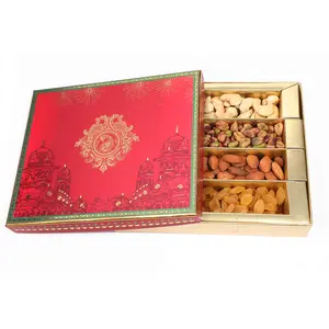 NUTICIOUS - Red Assorted Dry Fruits Gift Box 500 gm Rosted AlmondsCashews RaisinsPistachios with Almond Butter 30 gm