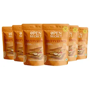 Open Secret Spicy Peanut Butter Nutty Chips | India's First Sandwich Chips with nut (dryfruit) Butter Filling | Baked not Fried | Healthy & Tasty | Strength Boosting Peanuts | Pack of 6