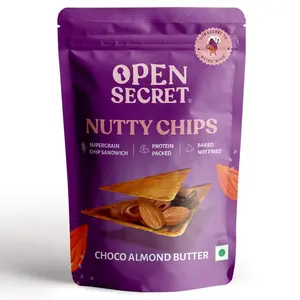 Open Secret Choco Almond Butter Nutty Chips - 12 On-the-go packs | India's first sandwich chips with nut (dryfruit) butter filling | Baked not Fried | Healthy & Tasty | Immunity Boosting Almonds