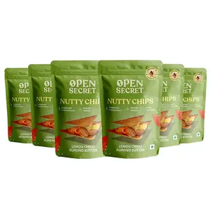 Open Secret Lemon Chilli Almond Butter Nutty Chips | India's First Sandwich Chips with nut (dryfruit) Butter Filling | Baked not Fried | Healthy & Tasty|Immunity Boosting Almonds | Pack of 6