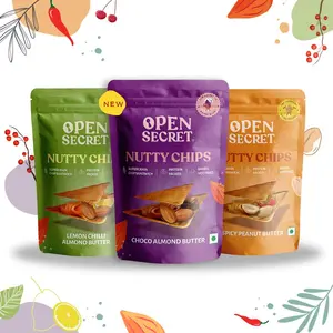 Open Secret Multi flavor Nutty Chips Combo - 12 On-the-go packs | India's first sandwich chips with nut (dryfruit) butter filling | Baked not Fried | Healthy & Tasty | Immunity Boosting Almonds