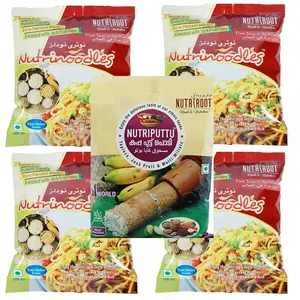 Nutriroot Tapioca Nutri Rich Noodles 85gms 4 Packs  Nutriputtu Puttupodi Powder 500gms 1 Pack ( Pack of 5 )