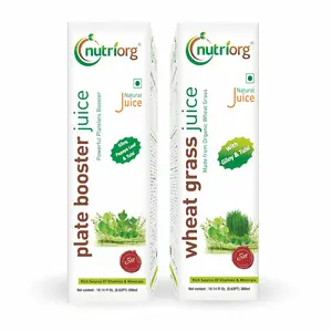 Nutriorg Wheatgrass & Platebooster Juice 600ml (Pack of 2 * 300ml) | Immunity Booster