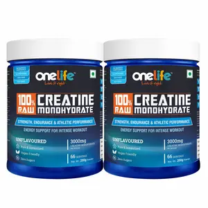 Onelife Creatine Monohydrate 3000mg For Strength Endurance & Athlete Performance Energy Support For Instant Workout Unflavored 200gm (Pack Of 2)