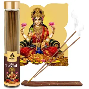 The Aroma Factory Agarbatti for Pooja Dhan Laxmi Incense Sticks Charcoal Free & Low Agarbatti with Essential Oils & Natural Fragrance 100g X 1 Bottle