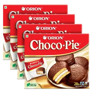 ORION Choco Pie Chocolate Coated Soft Biscuit 4 x 12 Piece Pack