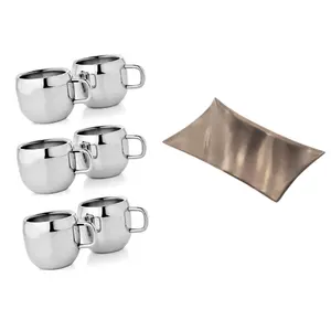 Dynore Stainless Steel Set of 6 Apple Cup and Tray Set