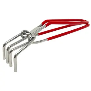 Dynore Stainless Steel Red Vinyl Coated Pakkad/ Wire Tong/ Kitchen Tong