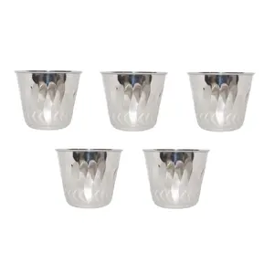 Dynore Stainless Steel Flower Pot/ Round Plant Planter- Set of 5