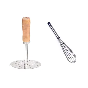 Dynore Stainless Steel Mini Kitchen Whisk with Pav Bhaji Masher Best Kitchen Tool Combo for Your Home