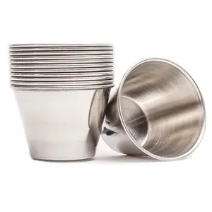 Dynore Stainless Steel Sauce Cup/Chutney Cup/ Chips Dip Cup- Set of 12-75 ml
