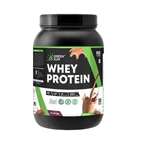 Green Sun 100% Whey Protein Powder 1Kg (Chocolate Flavor) | Imported Whey | Gold Standard | ed Enzymes | Enriched with BCAA | Healthy | Diet Friendly | Pack of 1 Without Shaker