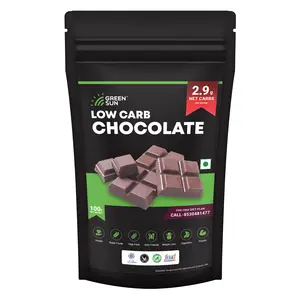 Green Sun Low Carb Chocolate | Pack of 1 | 2.9 g Net Carb Per Chocolate Sugar Free | Natural Sweetener Stevia | Guilt Free Sweet | Belgian Cocoa | Diet Food| Healthy Product